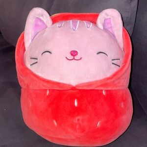 Squishmallows Laura the Pink Cat in Strawberry Costume ( rare find )